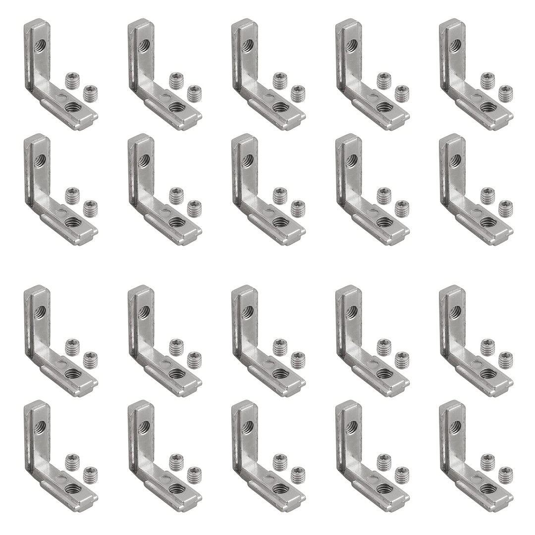 AUTOUTLET 20x T Slot T-Nut Innenwinkel, Aluminium Profil 2020 Nut 6 M4 Aussenwinkel Zinklegierung Kl
