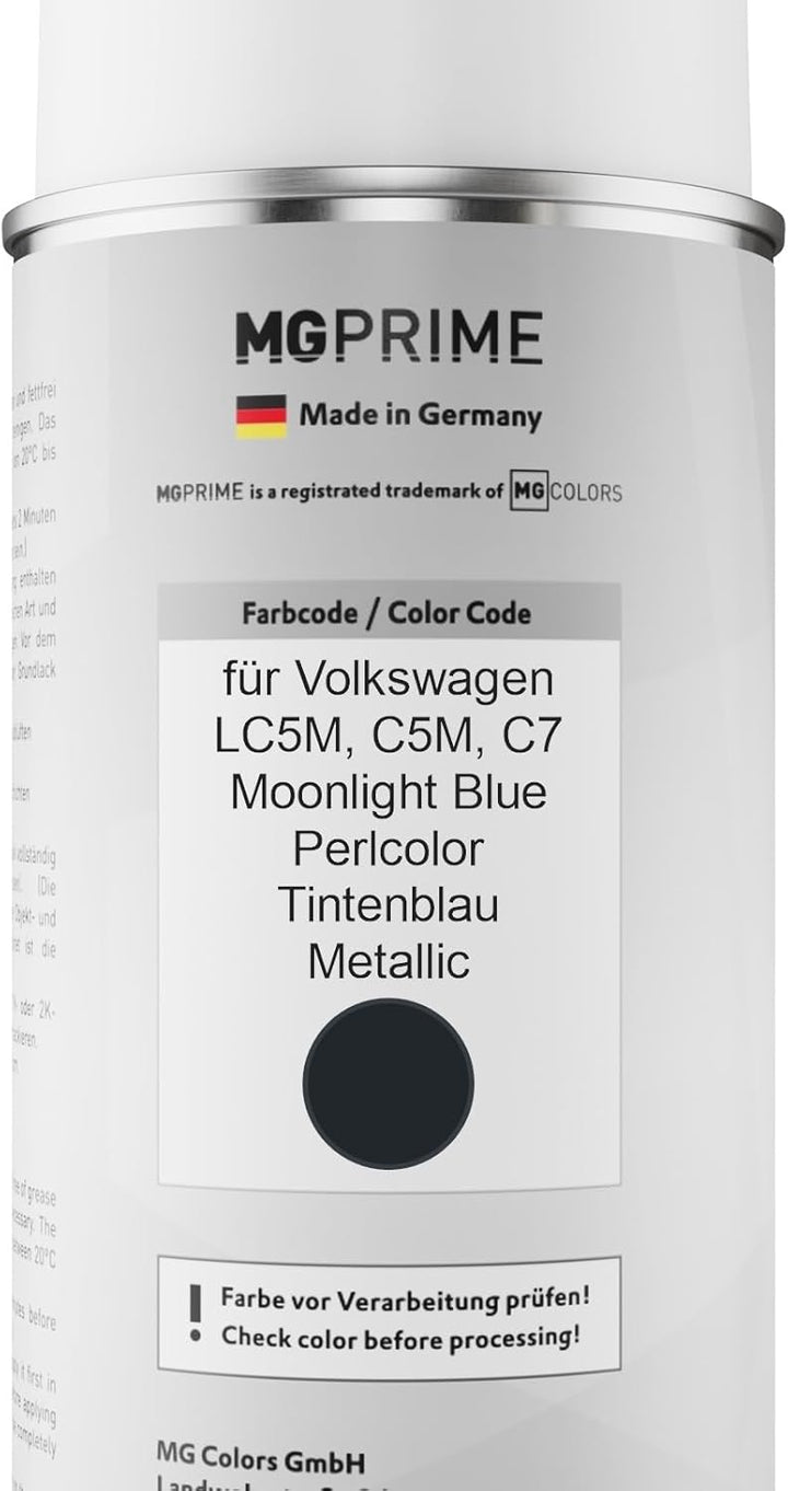 MG PRIME Autolack Sprühdosen Set für Volkswagen VW LC5M / C5M / C7 Moonlight Blue Perlcolor/Tintenbl