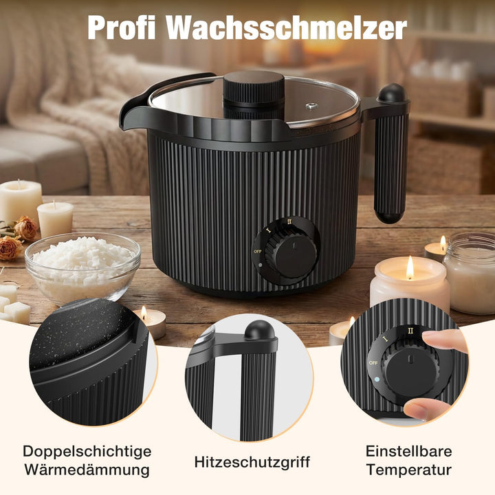 Elektrischer Wachsschmelzer mit Ausguss- Seifenschmelzer für Naturseifen Komplettset inkl. Schmelzto