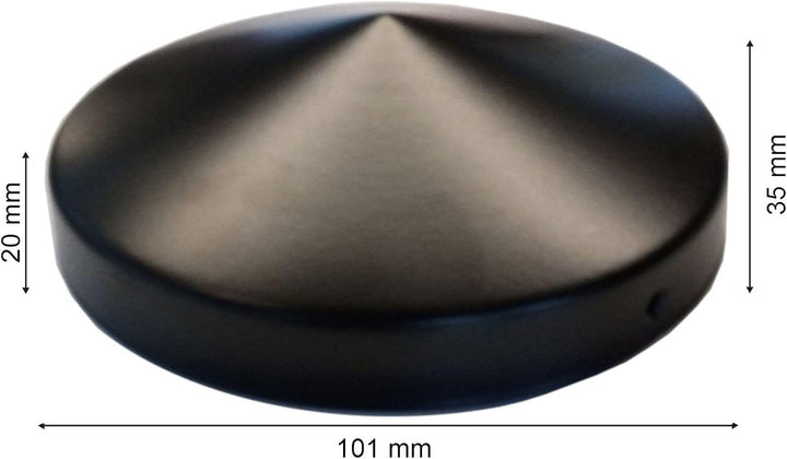 6x Pfostenkappe rund Ø 101 mm – Stahl schwarz pulverbeschichtet – Abdeckung für Holzpfosten 100 mm –