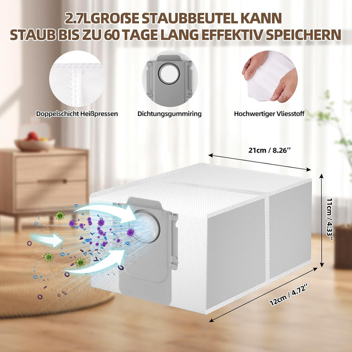 26 Stück Zubehörset für Roborock Qrevo S/Qrevo Pro/Qrevo Maxv Saugroboter, Ersatzubehör 2 Hauptbürst
