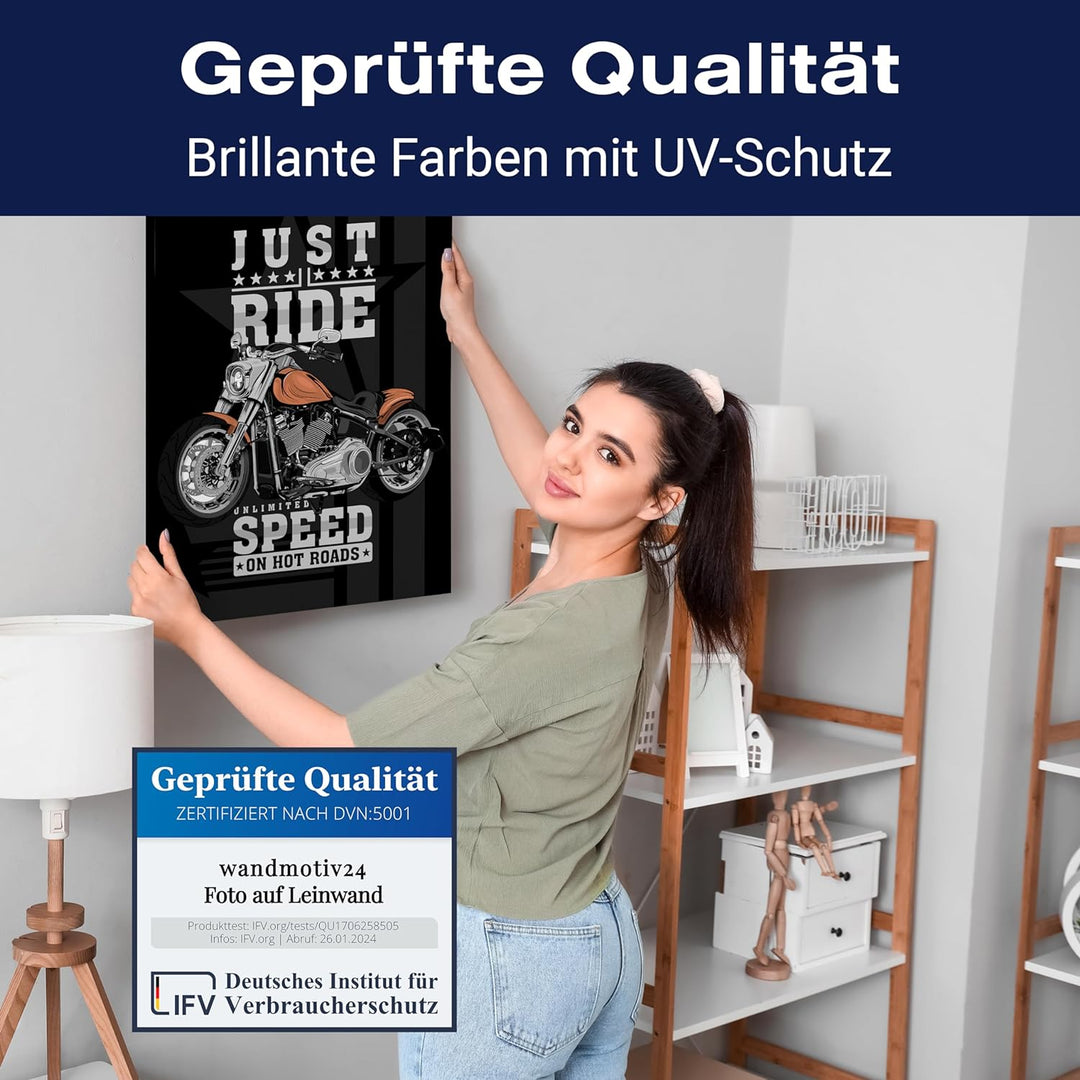 wandmotiv24 Leinwandbild Sport, 100x75cm, Hochformat, Motorrad, Deko, Bilder auf Leinwand, Wanddeko,