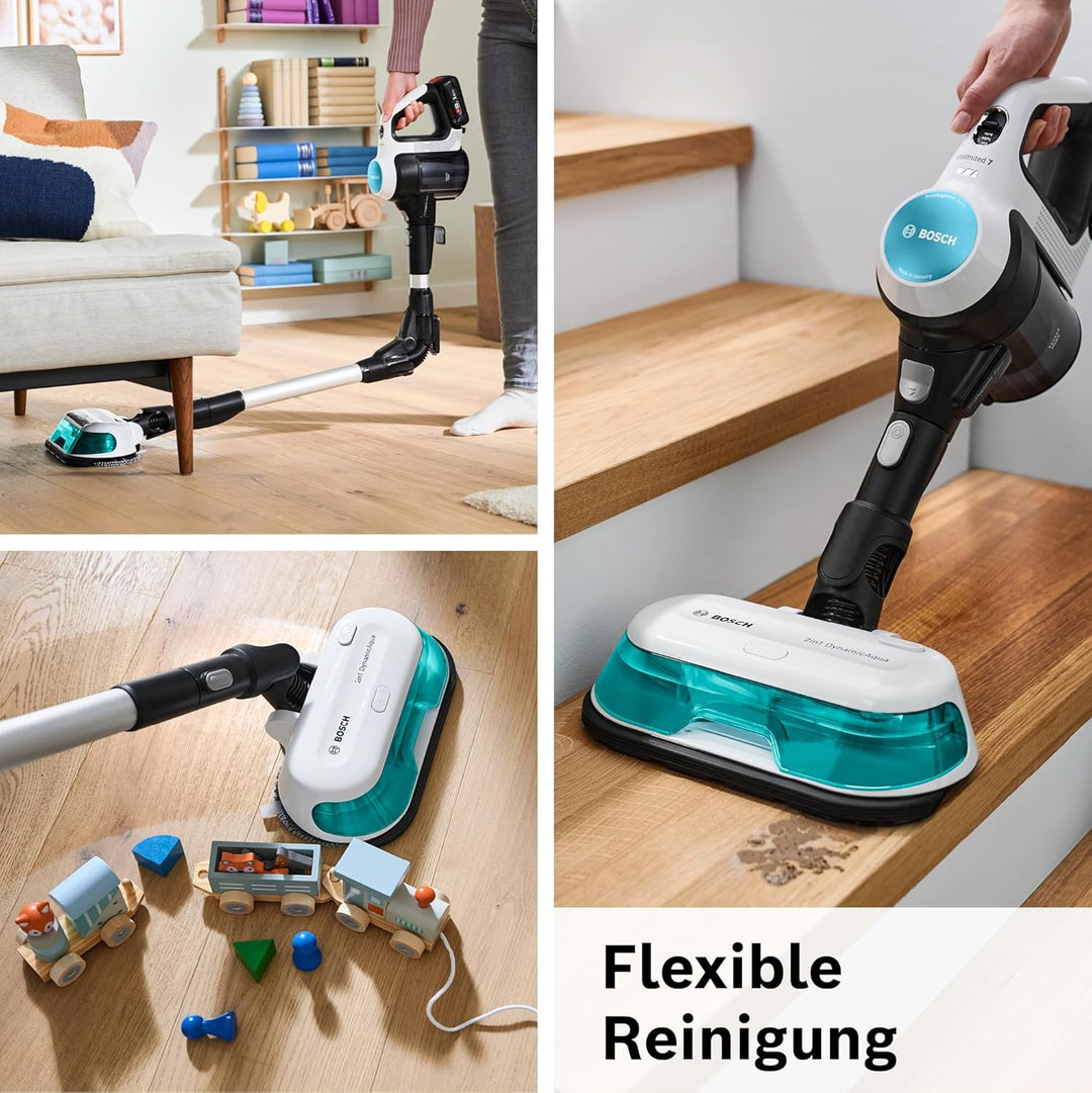 Bosch Akku-Staubsauger Unlimited 7 ProHygienic Aqua BKS71HYG4, kabellos, 2in1 Saugen &amp; Wischen, Knic