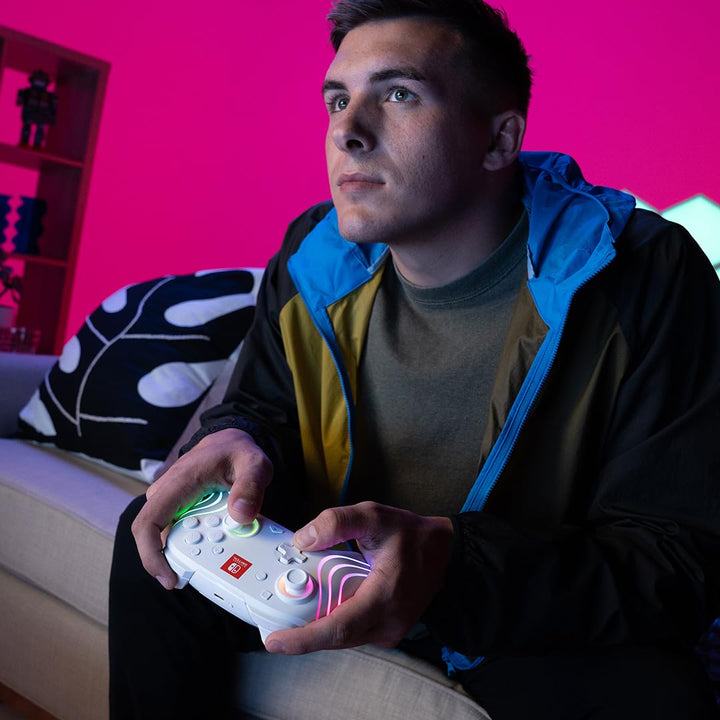 PDP Official Afterglow Wave Wireless Controller Nintendo Switch - White Prismatic White, Prismatic W
