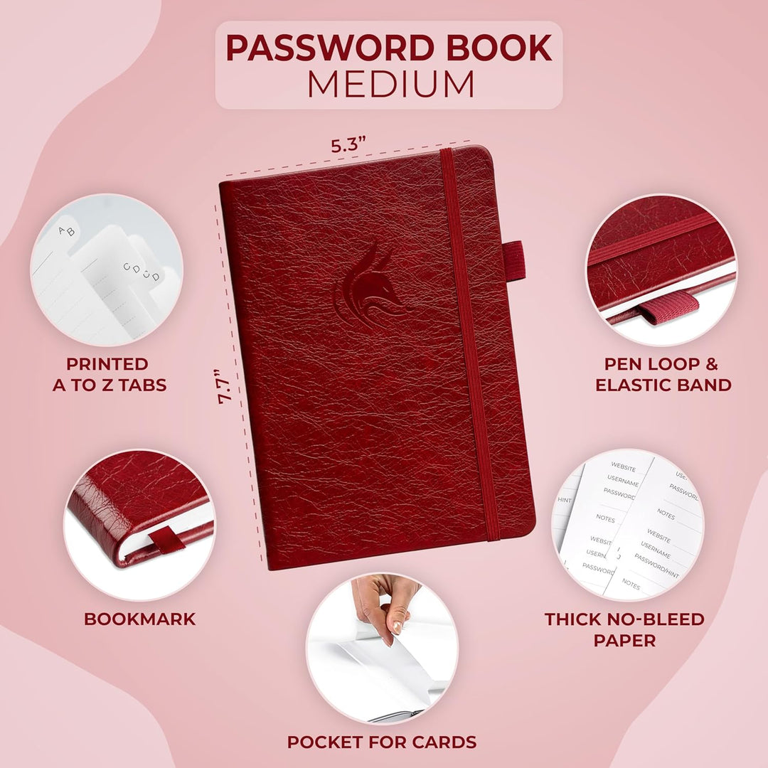 Clever Fox Passwortbuch mit Registerkarten - Adress- und Passwort-Organisationsbuch mit alphabetisch