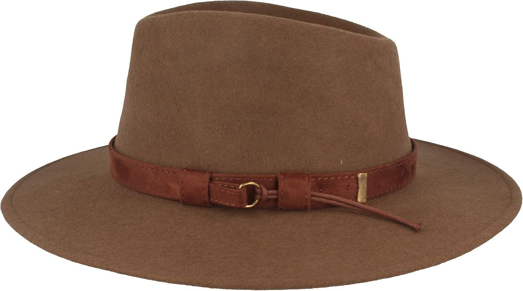 Breiter Rollbarer Outdoor Filzhut Trekkinghut 100% Wolle Hut Wasserabweisend Faltbar Ledergarnitur H