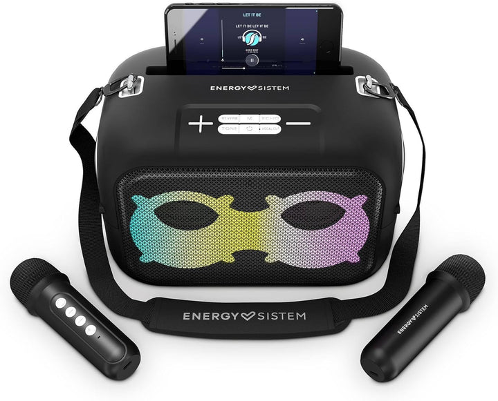 Energy Sistem Karaoke Star Party Karaoke Lautsprecher Bluetooth 5.4 50W mit 2 Mikrofonen LED Lichter