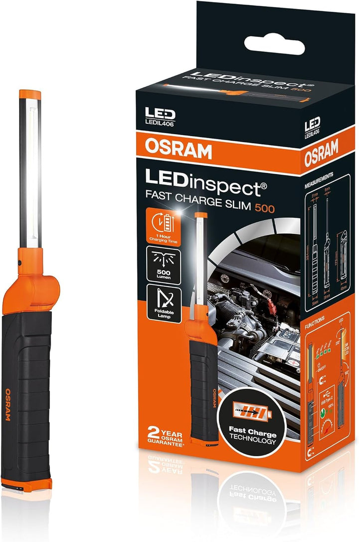 OSRAM LEDIL406 LEDinspect Fast Charge SLIM500, schlanke Inspektionsleuchte, 5700K, wiederaufladbare