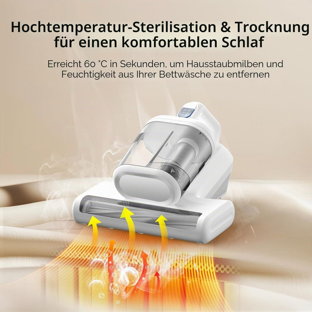 Milbensauger für Matratzen mit UV Licht - 15KPa Milbenstaubsauger mit 5M Kabel und 60℃ Heissluftfunk