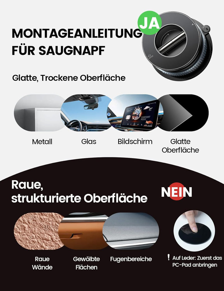 Lamicall Magnetischer Handyhalterung Auto für Magsafe Autohalterung - [TOP Vakuum Saugnapf & 24X Mag