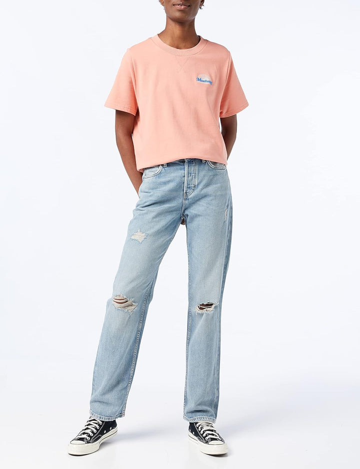 MUSTANG Damen Halbarm-Sweatshirt Style Becca C Print L Lobster Bisque 8131, L Lobster Bisque 8131