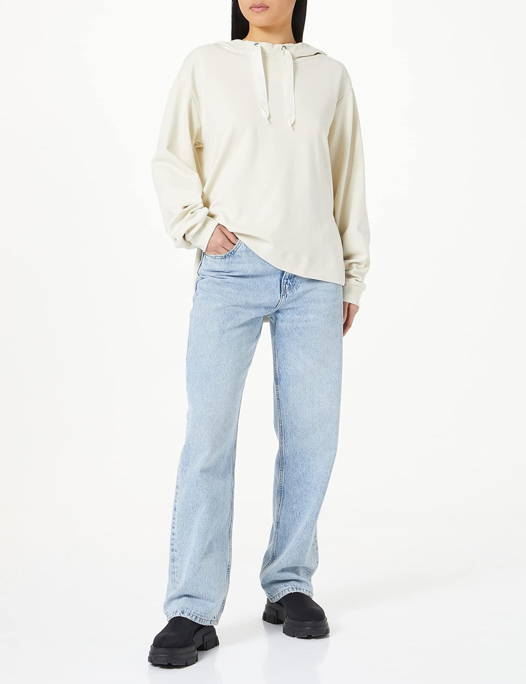 SISLEY Damen Hooded Sweatshirt, L Creamy White 0l8
