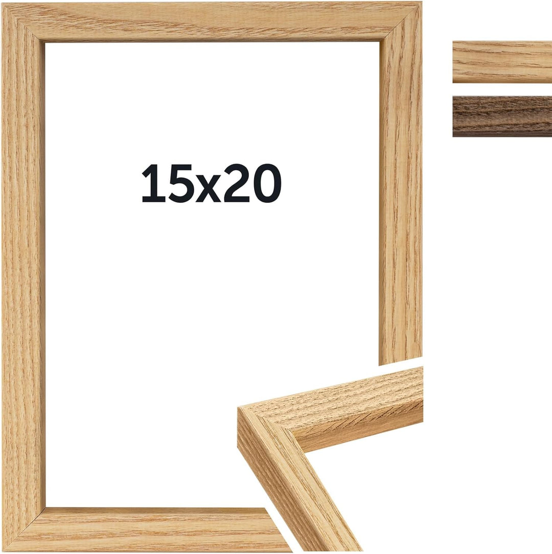 DÖRR Bilderrahmen Oakwood Deep 15x20 hellbraun, Eiche-Massivholz, Echtglas, mit Passepartout, Hoch-
