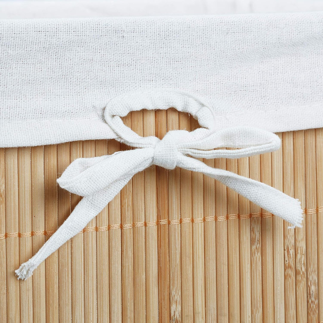 8 x Aufbewahrungskorb Bambus, Aufbewahrungsbox für Regal und Schrank, Dekokorb Stoffeinsatz, Regalko