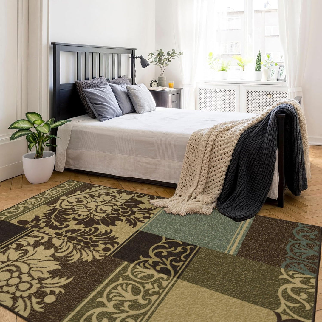 Ottomanson Ottohome-Kollektion Teppich mit Gummirückseite und modernem Damast-Design, 100 cm x 150 c