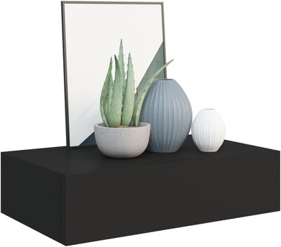 MNISDFL Wanddeko Wohnzimmer Badregal Schweberegal Wand-Schubladenregale 2 STK. Schwarz 40x23,5x10 cm