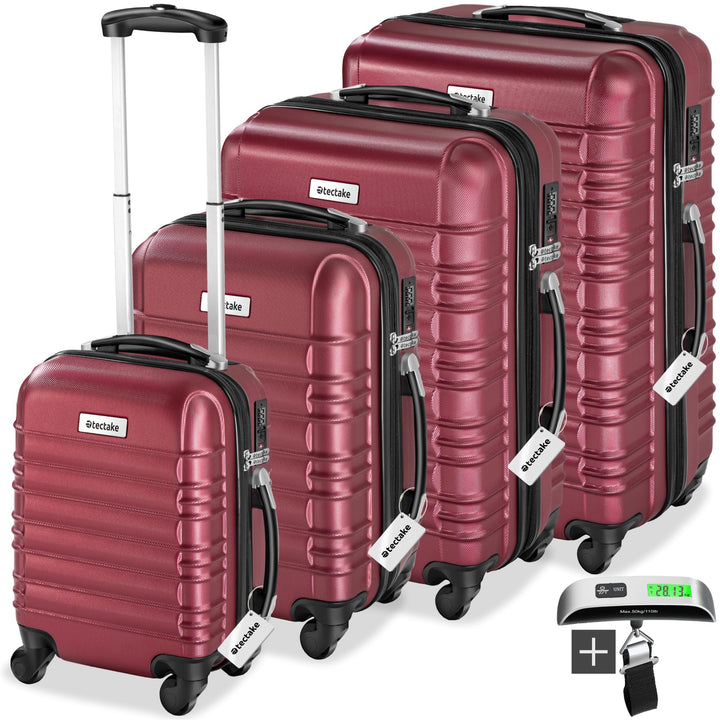 tectake® 4tlg. Hartschalenkoffer Set, Reisekoffer Set mit Rollen, Hartschale aus ABS, Koffer Set mit