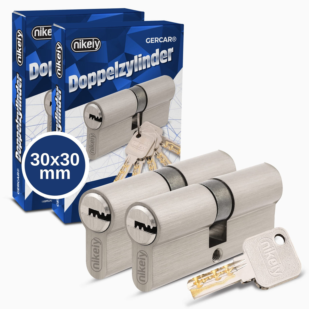 GERCAR Pro Profilzylinder 30/30 Massiver Schliesszylinder gleichschliessend 2er Set Doppelzylinder Z