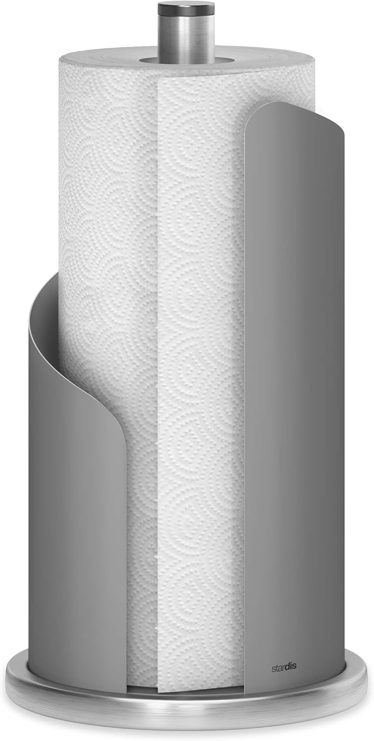 Design Küchenrollenhalter Edelstahl matt H 30 Ø15 cm Rollenhalter Papierrollenhalter für Küchenrolle