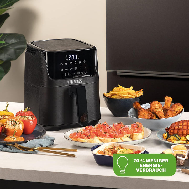 Princess Heissluftfritteuse mit 3,5 L – 70% weniger Energieverbrauch – 11 Programme – Inklusive Reze
