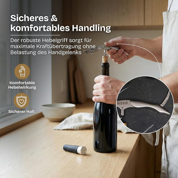 Acutus Weinset – Profi Kellnermesser Korkenzieher & Vakuum-Weinstopfen – Hochwertiges Bar-Set aus Ed