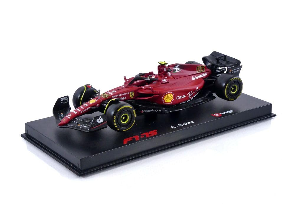 Bburago 1:43 F1 2022 Ferrari F1-75 with Helmet SAINZ, Assorted Colours