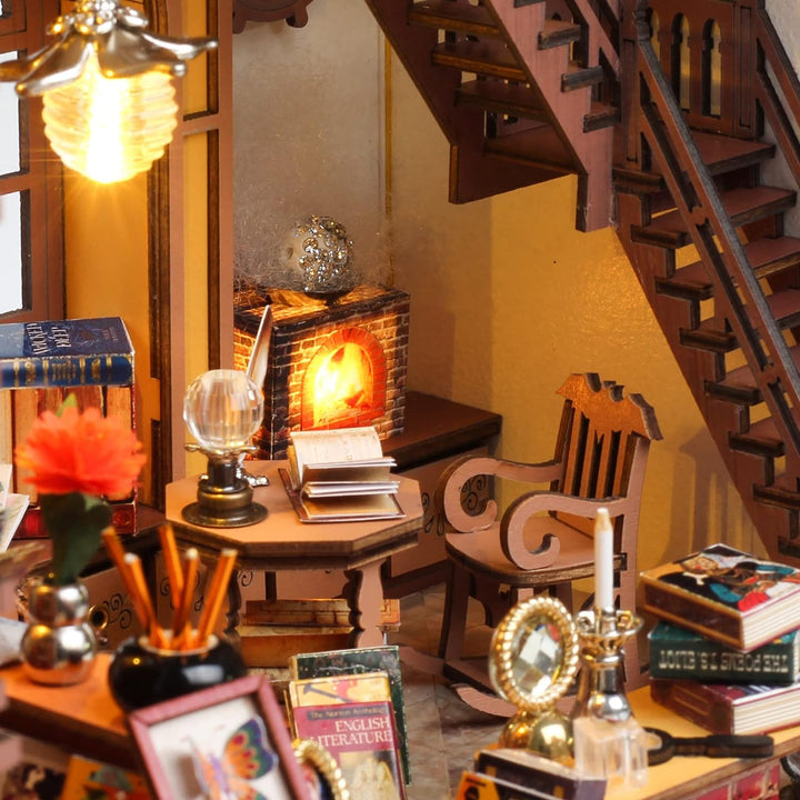 Cuteefun DIY Miniatur Puppenhaus Bausatz, Regaleinsatz für Bücherecke, Room Décor für Erwachsene Geb