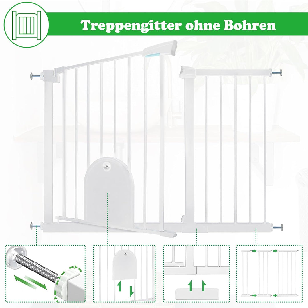 SUBTLETY Türschutzgitter mit Katzenklappe Auto Schliessen Treppenschutzgitter Ohne Bohren Hundegitte