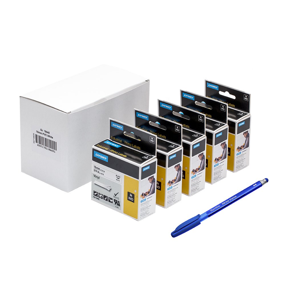 New - RHINO 3/4 WHITE VINYL LABELS - Sold As 5/Pack - 18445 by DYMO