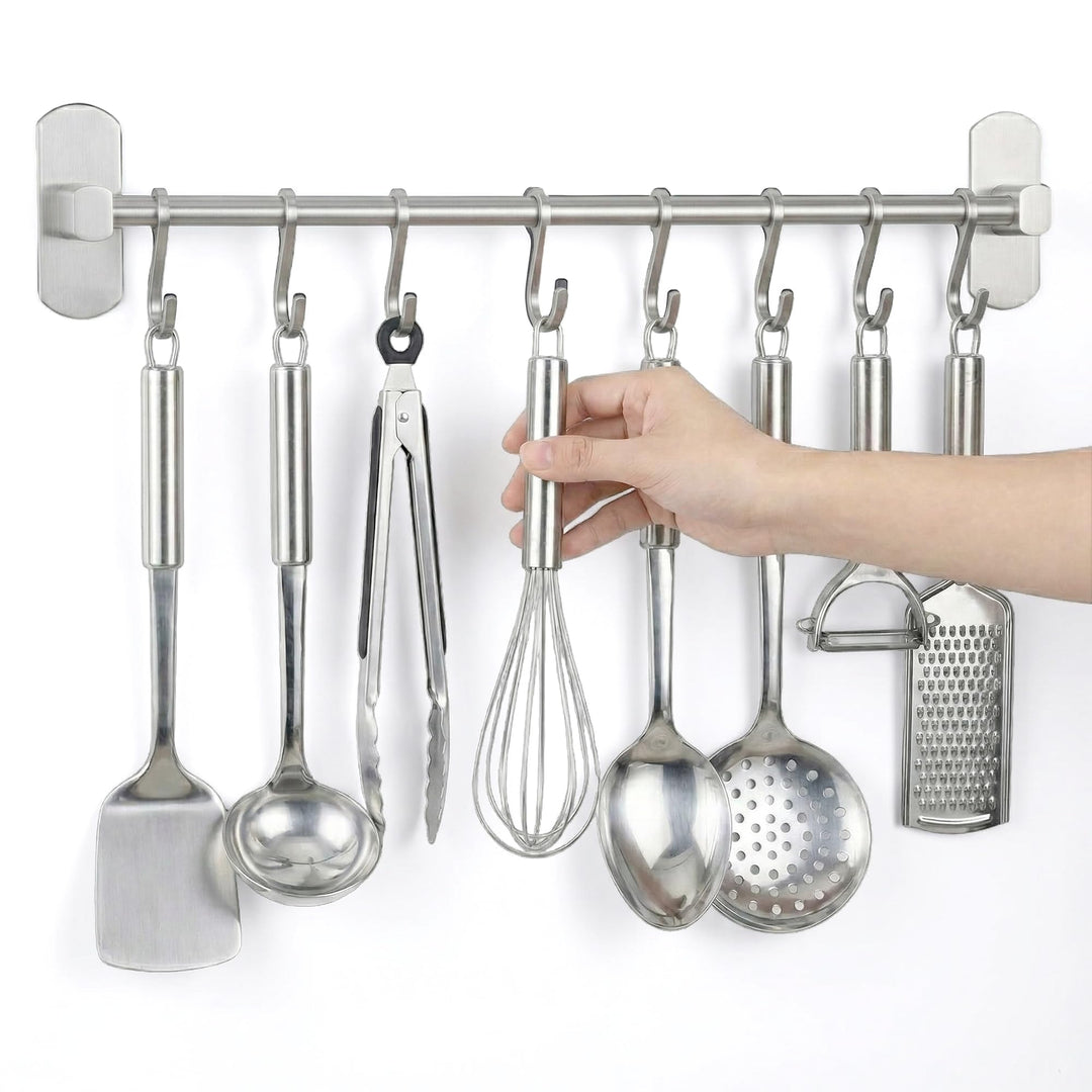 joeji's Kitchen Hakenleiste Küche - Küchenstange - Starker Selbstklebend 3M Ohne Bohren - Küchenleis