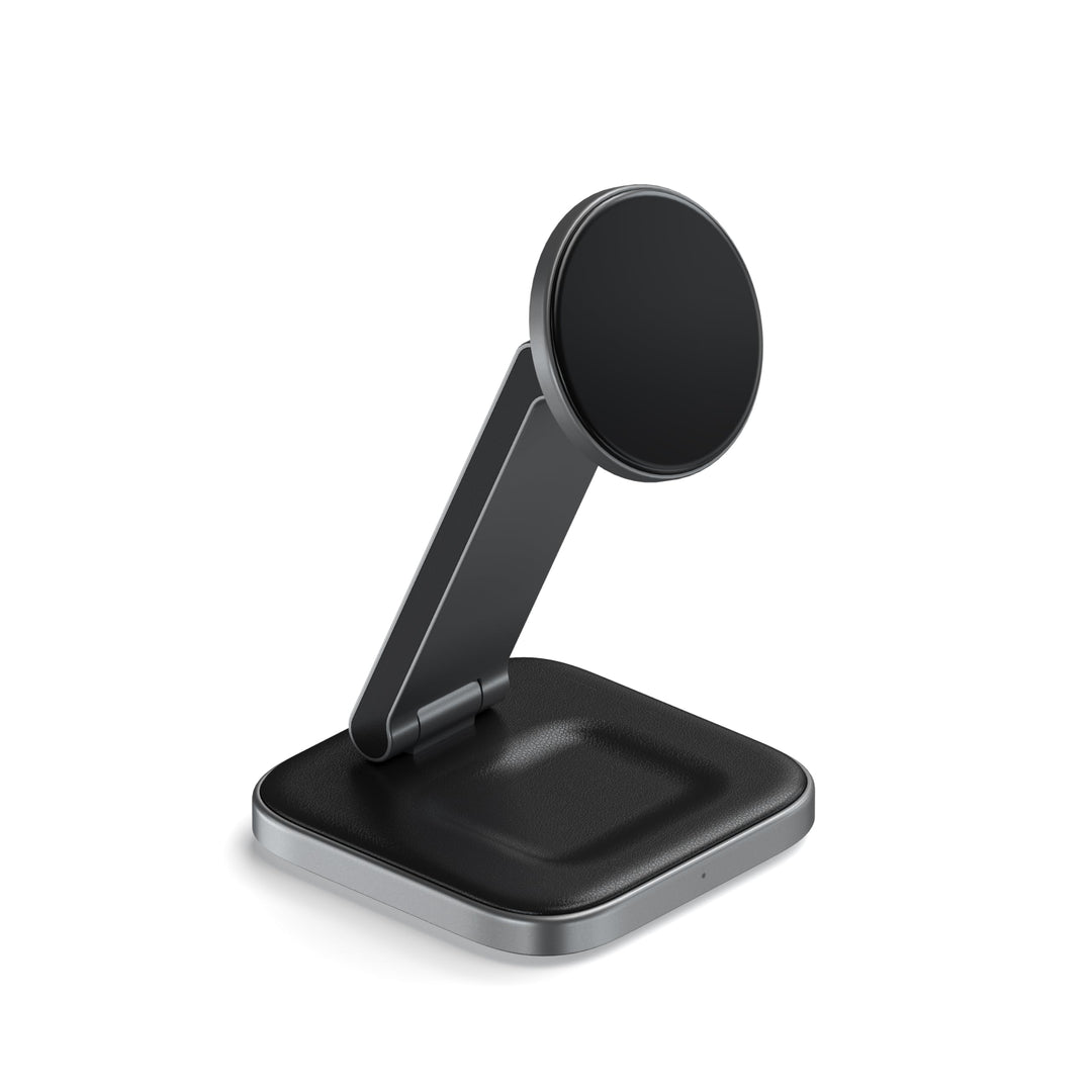 SATECHI 2-in-1 Kabelloses Ladegerät, Qi2 15W Dual-Wireless Ladeständer, magnetische, Faltbare Reisel
