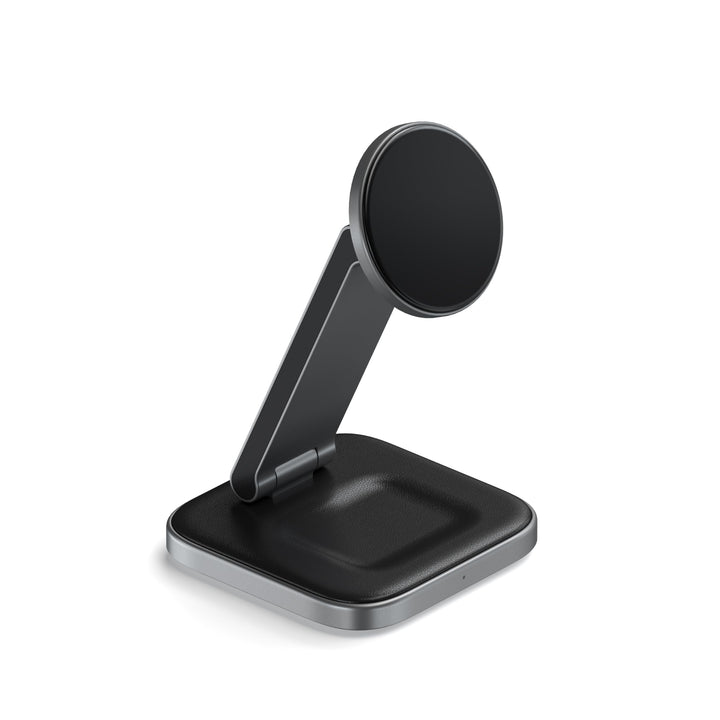 SATECHI 2-in-1 Kabelloses Ladegerät, Qi2 15W Dual-Wireless Ladeständer, magnetische, Faltbare Reisel