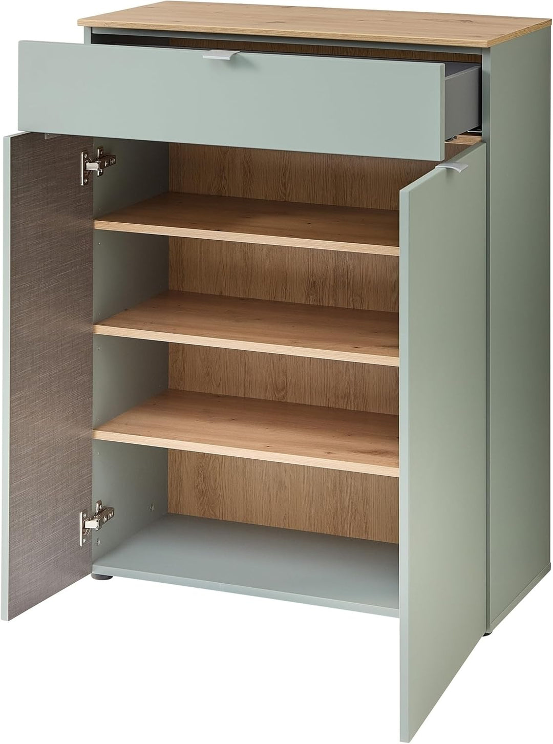 möbelando Schuhschrank >Bari< in Schilfgrün matt, MDF, Spannplatte - 78x103x38cm (BxHxT) Schilfgrün