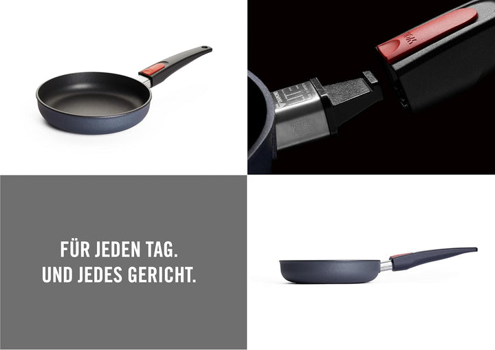 Woll Diamond Lite Flachpfanne - Induktiv -, Ø 22 cm, 5 cm hoch, mit abnehmbarem Stiel - Geeignet für