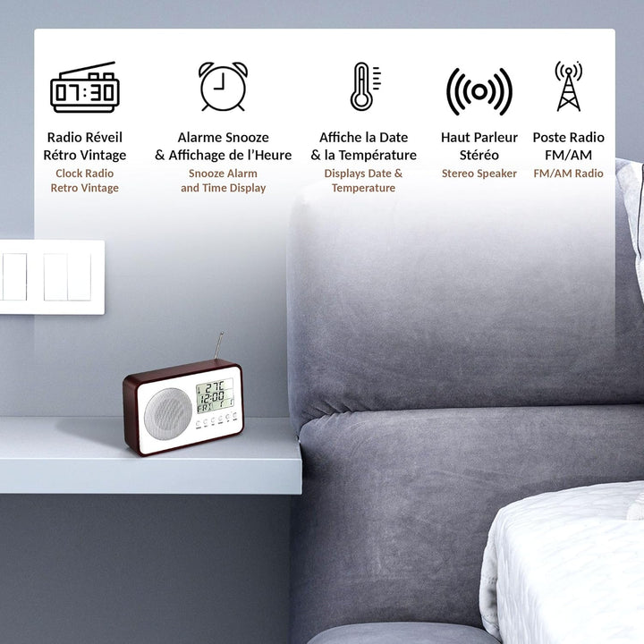 FISHTEC ® Radiowecker Woodstock - Snooze - Temperatur