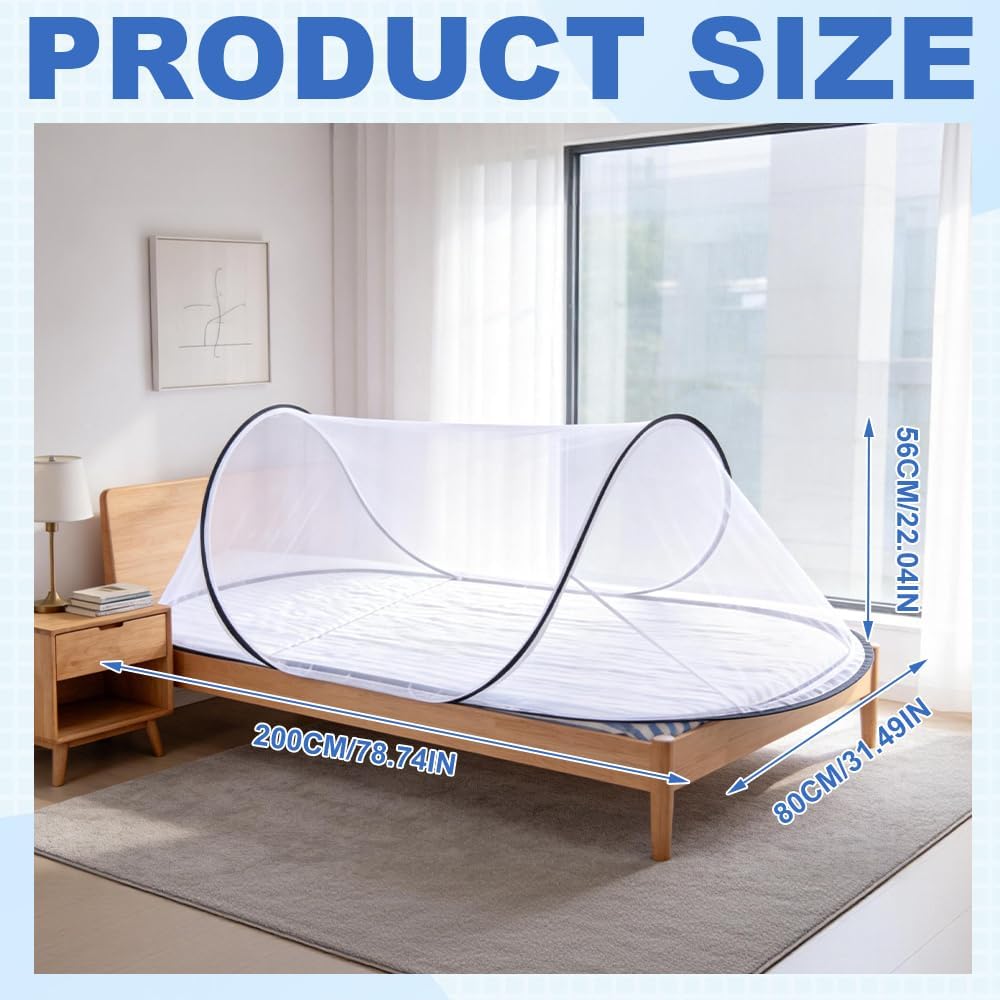 Moskitonetz Pop Up, 200 x 80 x 56 cm Faltbares Moskitonetz, Tragbares Moskitozelt mit Transportbeute