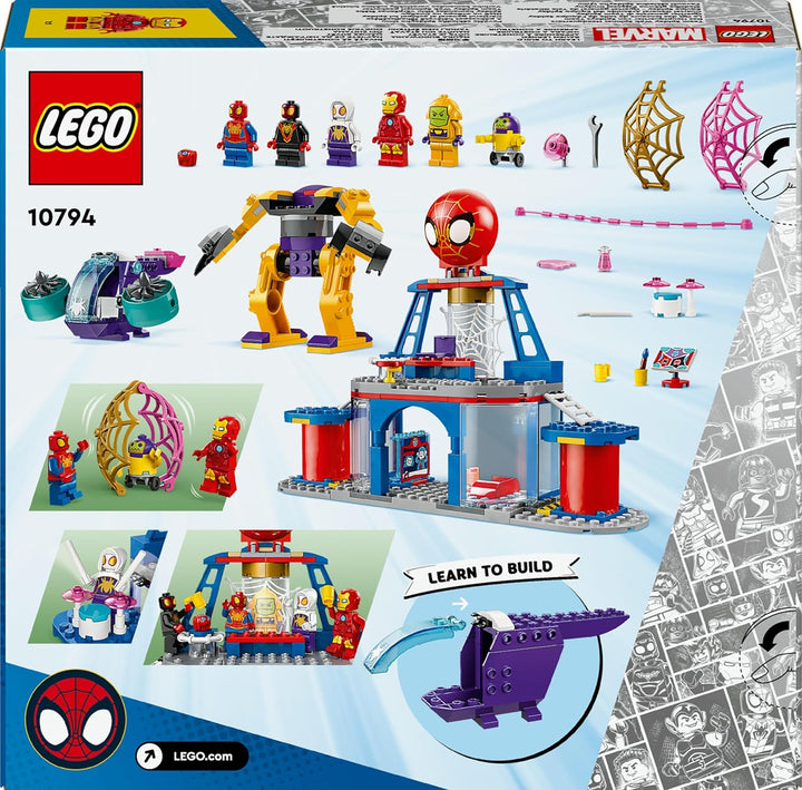 LEGO Marvel Das Hauptquartier von Spideys Team, Spider-Man-Spielzeug mit Fahrzeug und Mech, Geschenk