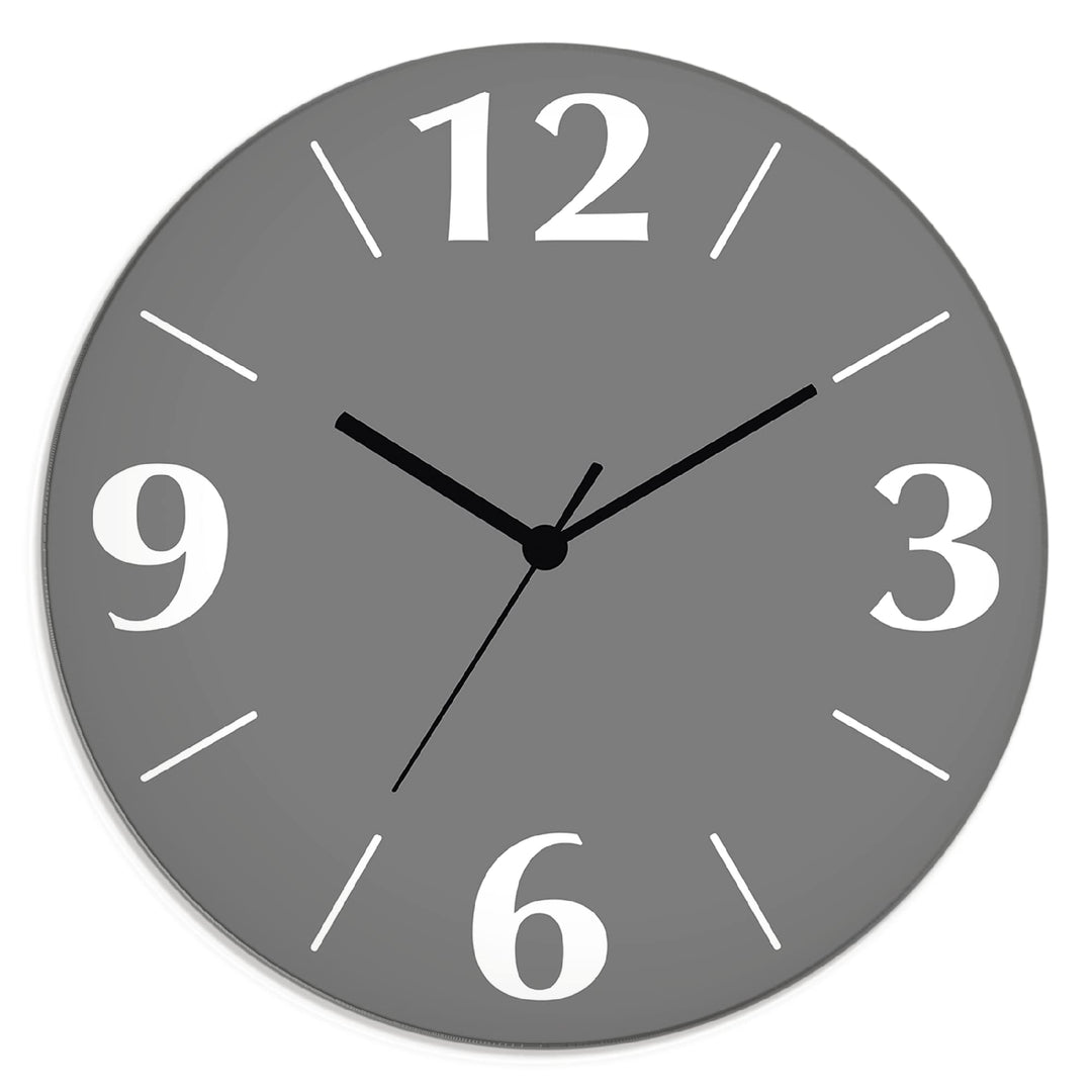 ARTLAND Wanddeko Wanduhr ohne Tickgeräusche aus Glas Quarzuhr Ø 30 cm Rund Lautlos Trendfarbe Grau S