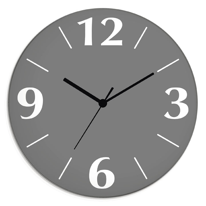ARTLAND Wanddeko Wanduhr ohne Tickgeräusche aus Glas Quarzuhr Ø 30 cm Rund Lautlos Trendfarbe Grau S