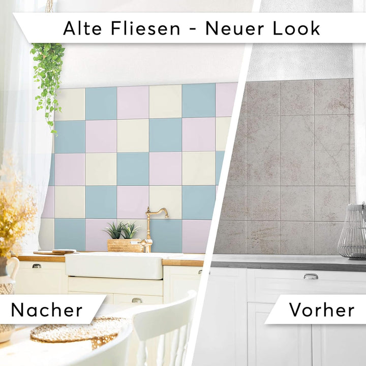 Sticker-Fliesen - Selbstklebende Fliesenfolie I Deko Badezimmer - Dekorfolie zur Badgestaltung und K