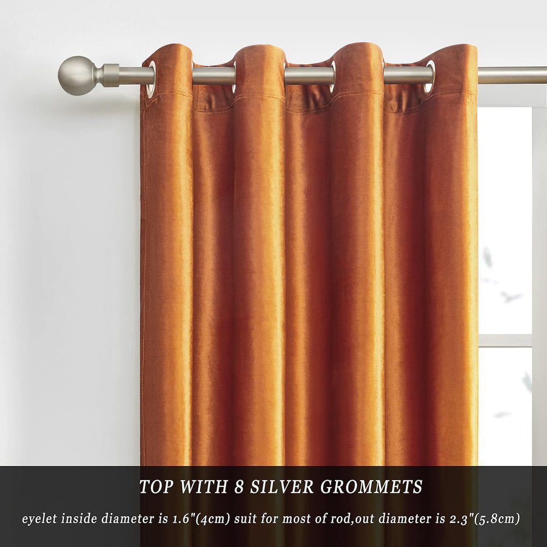 GIGIZAZA Dekorative Schwarze Vorhänge, 132 x 285 cm (Breite x Länge) Samt Orange Wohnzimmer Öse Tüll