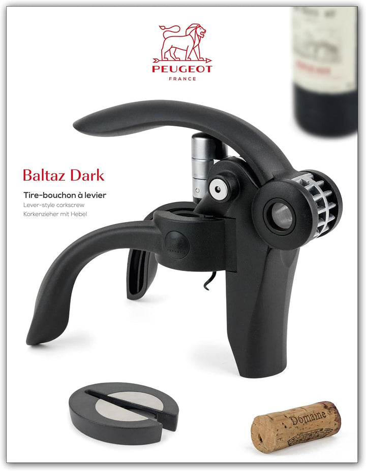PEUGEOT - Baltaz Dark - Hebelkorkenzieher + Kapselschneider - Für alle Arten von Korken - Weingesche