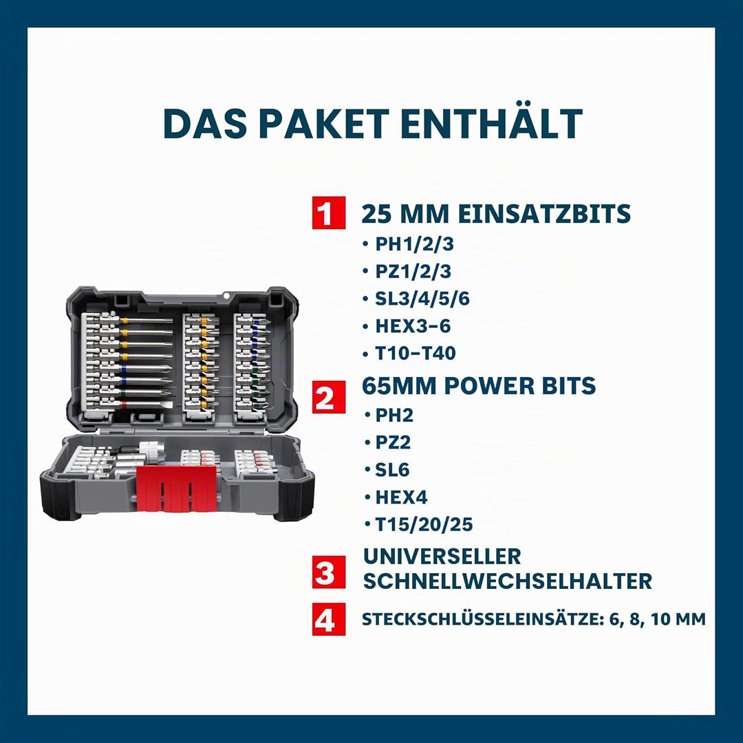 Bosch Bit-Set (44 + 1 Stück) 45tlg. (PH,PZ,SL,HEX,T,TH)