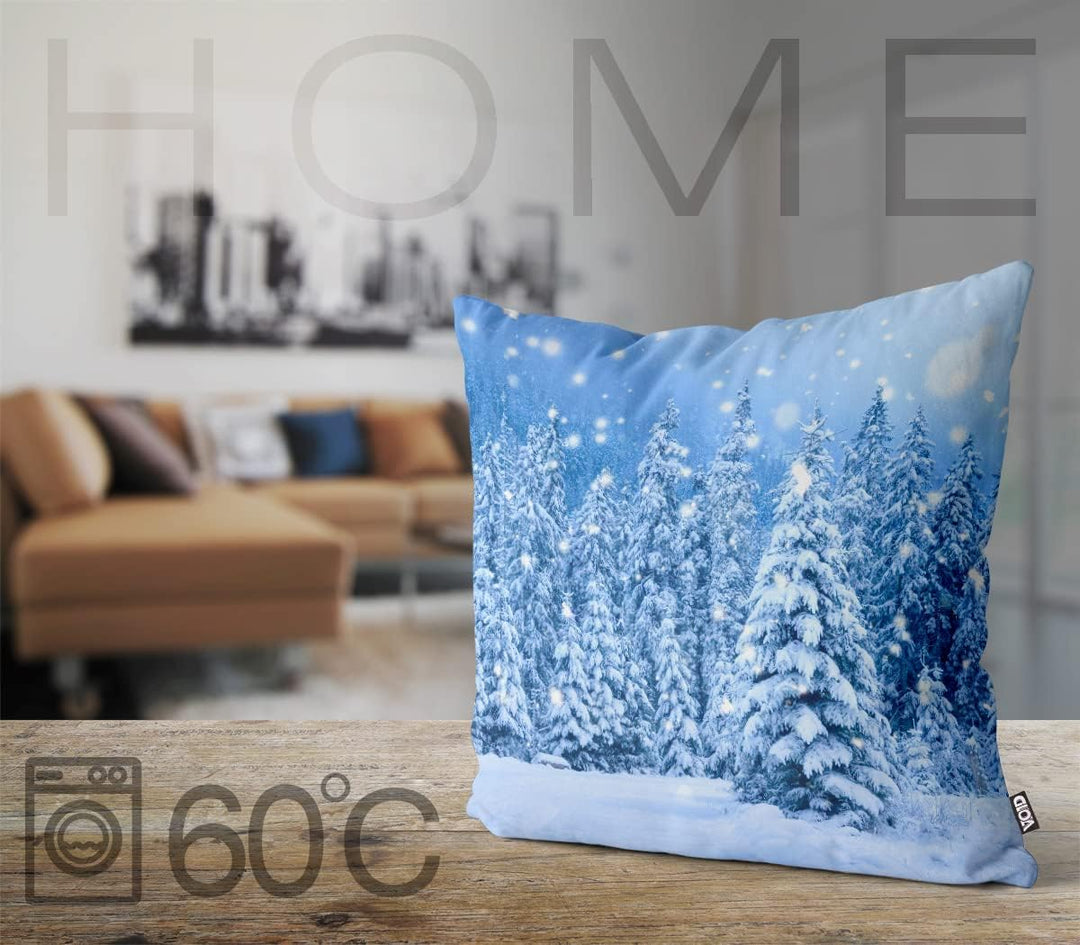 VOID Bäume Schnee Tanne Wald Kissenbezug Kissenhülle Sofakissen Kissen Deko Weihnachten Winter Weihn