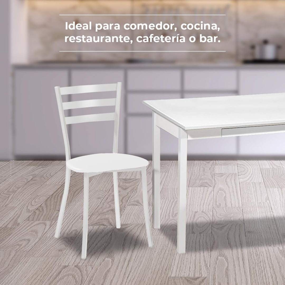 ASTIMESA SCMBLBL Zwei Küchenstühle, Metall Aluminium Kunstleder, weiss, Altura de asiento 45 cms