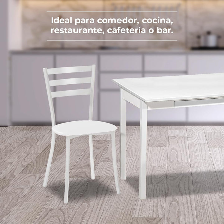 ASTIMESA SCMBLBL Zwei Küchenstühle, Metall Aluminium Kunstleder, weiss, Altura de asiento 45 cms