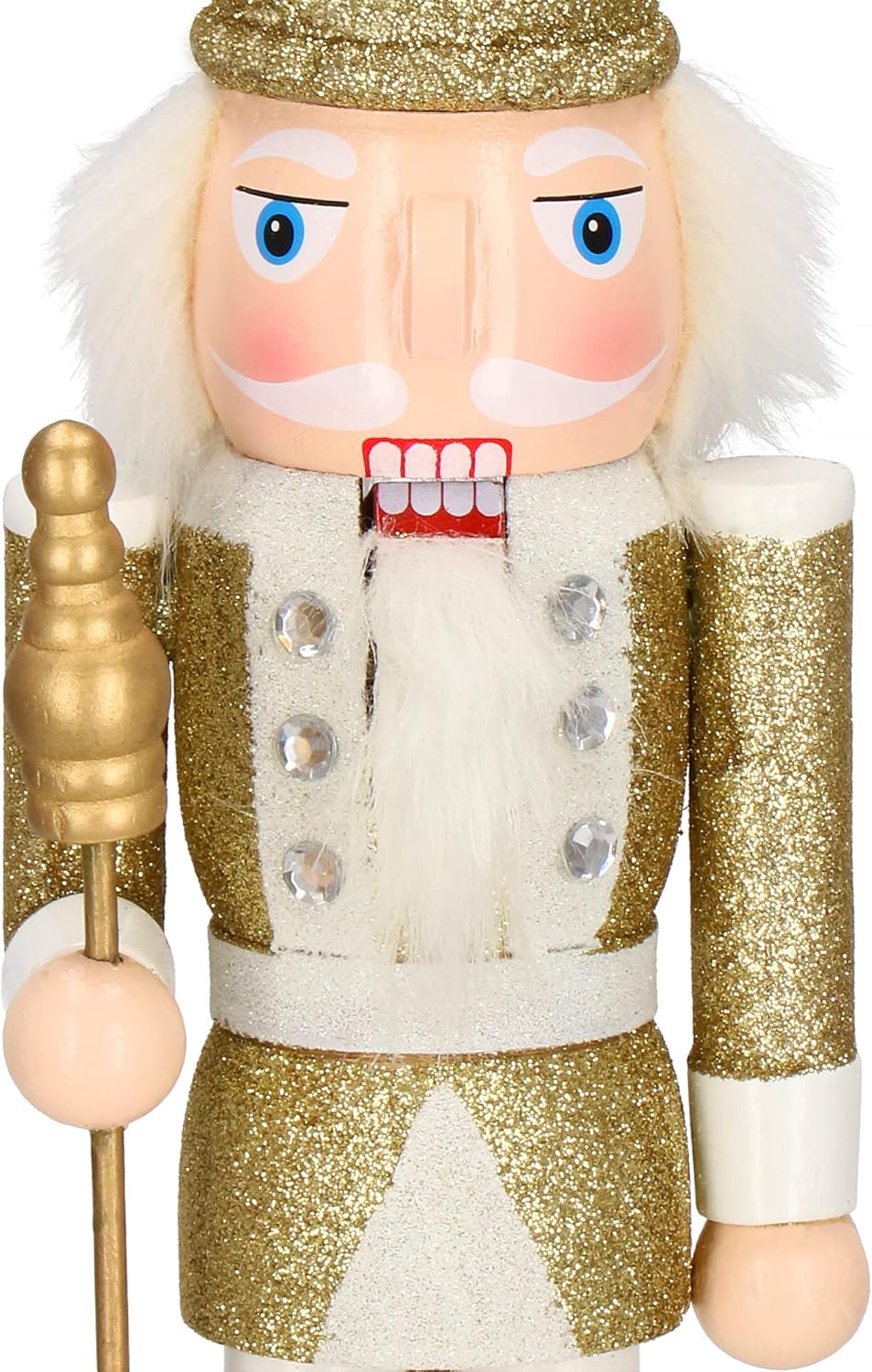 SPRINGOS Nussknacker Figur aus Holz Soldat Höhe: 38 cm mit langem Bart und Glitter Weihnachten Weihn