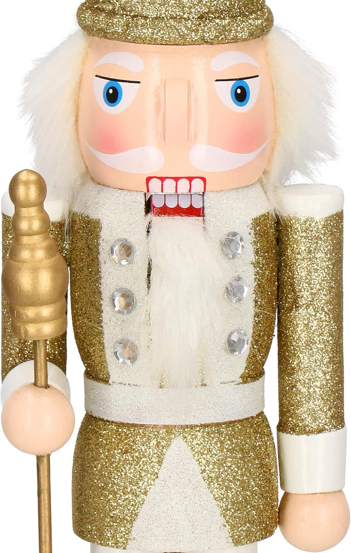 SPRINGOS Nussknacker Figur aus Holz Soldat Höhe: 38 cm mit langem Bart und Glitter Weihnachten Weihn