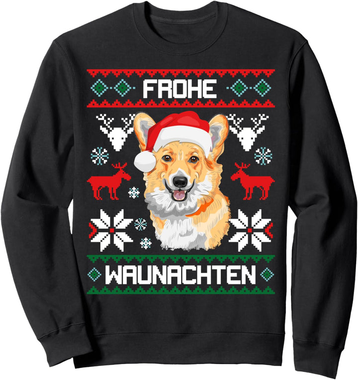 Welsh Corgi Pembroke Frohe Waunachten Weihnachten Hund Sweatshirt