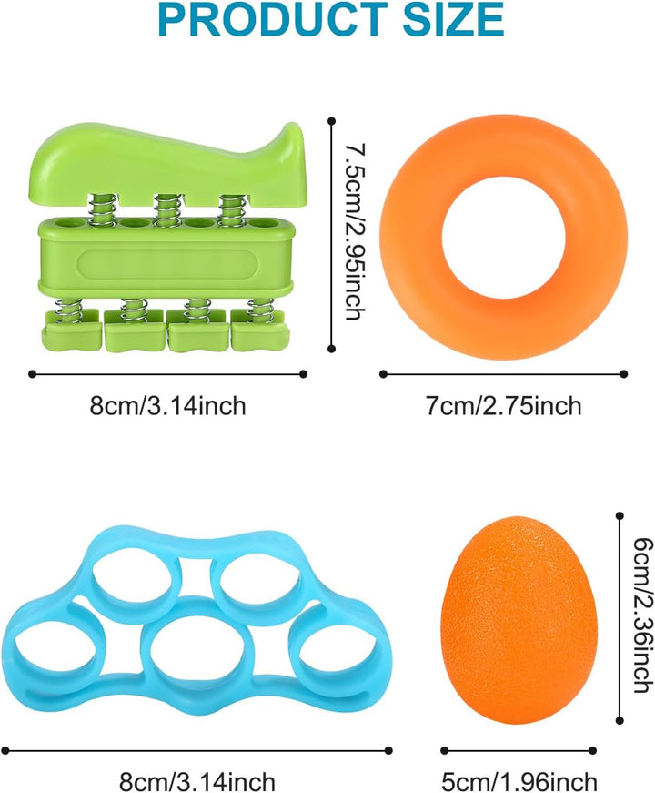 Jissta 10-Pack Handtrainer Fingertrainer,Eiförmige Griffbälle,Fingerwiderstandsbänder, Finger Traini